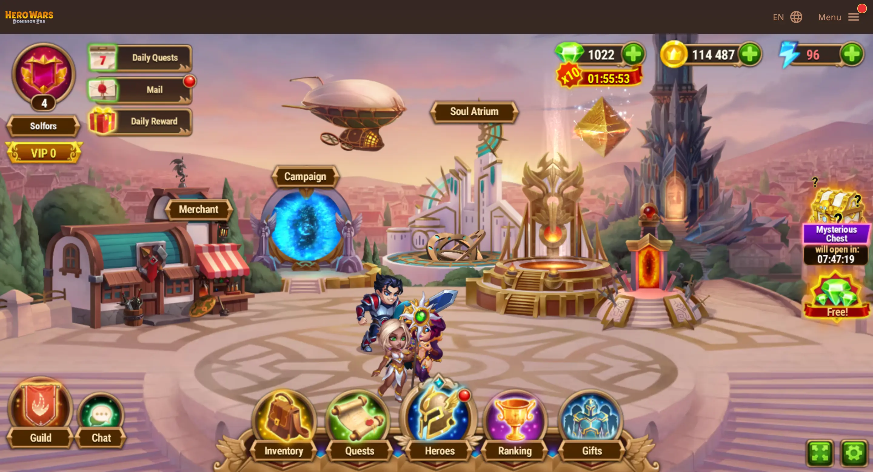 Step 4: Click Mail button in left top corner to see rewards